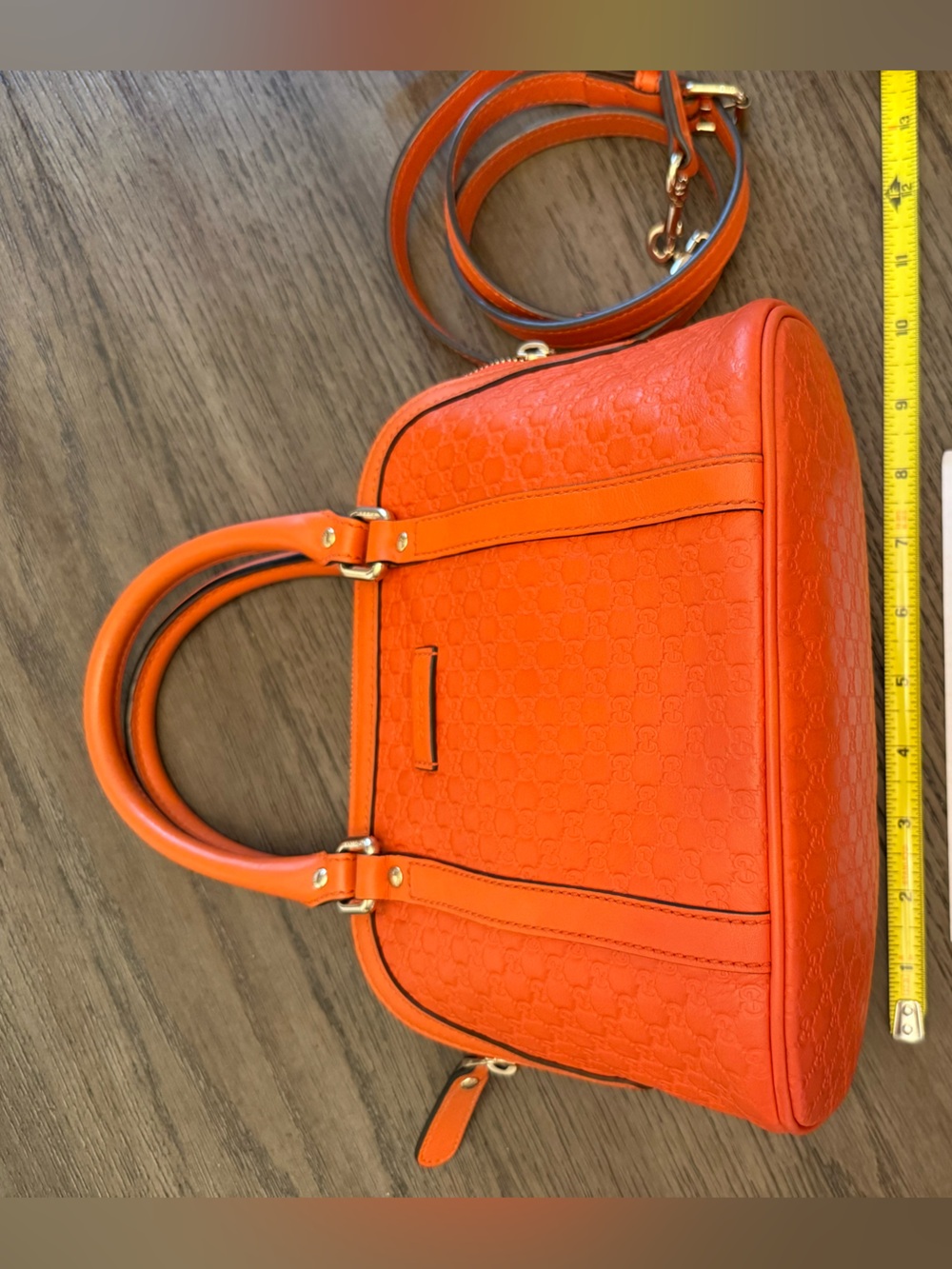 GUCCI Convertible Orange Dome Satchel Top Handles Mini Microguccissima crossbody